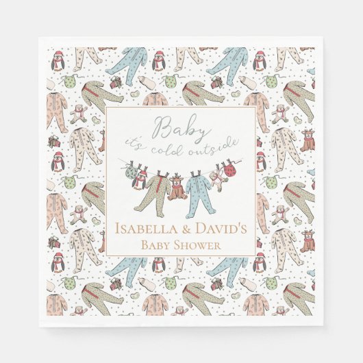 ベビーその寒い外の冬の赤ちゃんシャワー スタンダードランチョンナプキン (正面)