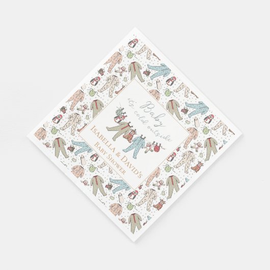 ベビーその寒い外の冬の赤ちゃんシャワー スタンダードランチョンナプキン (角)