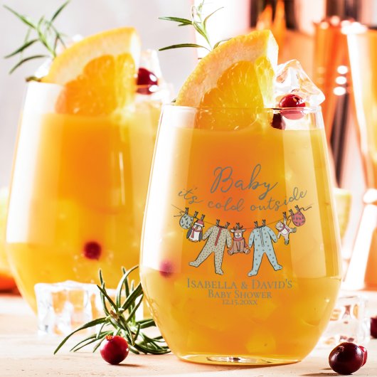 ベビーその寒い外の冬の赤ちゃんシャワー ステムなしワイングラス