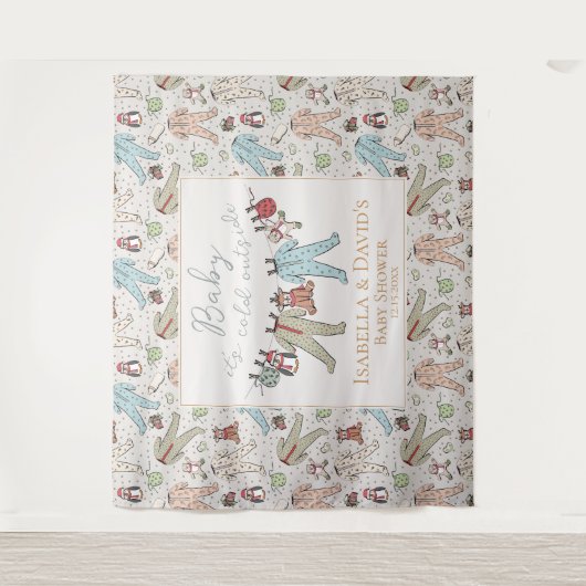 ベビーその寒い外の冬の赤ちゃんシャワー タペストリー (正面)