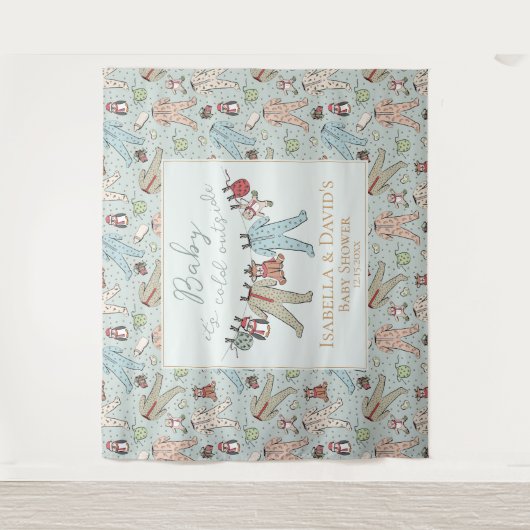ベビーその寒い外の冬の赤ちゃんシャワー タペストリー (正面)