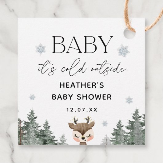 ベビーその寒い外の冬の赤ちゃんシャワー フェイバータグ (裏面)