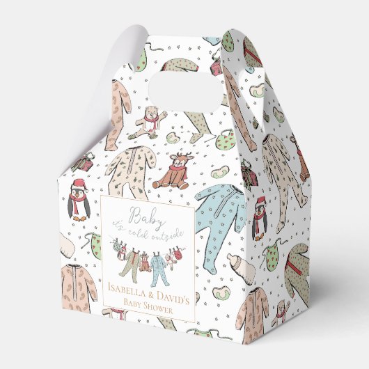 ベビーその寒い外の冬の赤ちゃんシャワー フェイバーボックス (正面サイド)