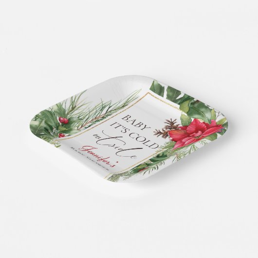 ベビーその寒い外の冬の赤ちゃんシャワー ペーパープレート (傾斜あり)