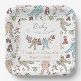 ベビーその寒い外の冬の赤ちゃんシャワー ペーパープレート