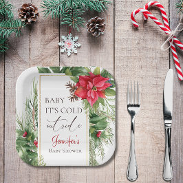 ベビーその寒い外の冬の赤ちゃんシャワー ペーパープレート