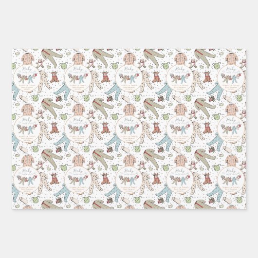 ベビーその寒い外の冬の赤ちゃんシャワー ラッピングペーパーシート (正面)