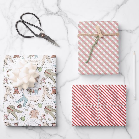 ベビーその寒い外の冬の赤ちゃんシャワー ラッピングペーパーシート (正面)