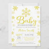 ベビーその寒い外の冬の赤ちゃんシャワー 招待状 (正面)