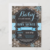 ベビーその寒い外の冬の赤ちゃんシャワー 招待状 (正面)