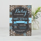 ベビーその寒い外の冬の赤ちゃんシャワー 招待状 (スタンド正面)