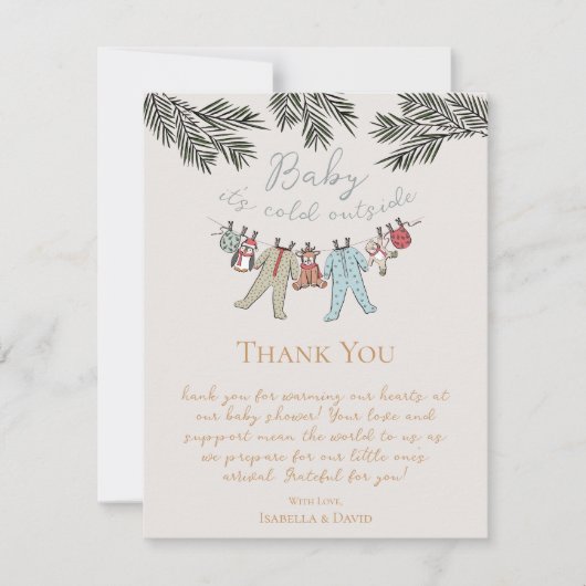 ベビーその寒い外の冬の赤ちゃんシャワー 招待状 (正面)