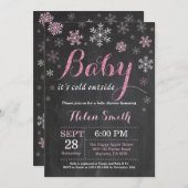 ベビーその寒い外の冬の赤ちゃんシャワー 招待状 (正面/裏面)