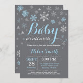 ベビーその寒い外の冬の赤ちゃんシャワー 招待状 (正面/裏面)