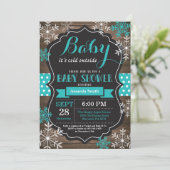 ベビーその寒い外の冬の赤ちゃんシャワー 招待状 (スタンド正面)