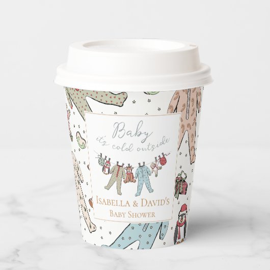 ベビーその寒い外の冬の赤ちゃんシャワー 紙コップ (正面)
