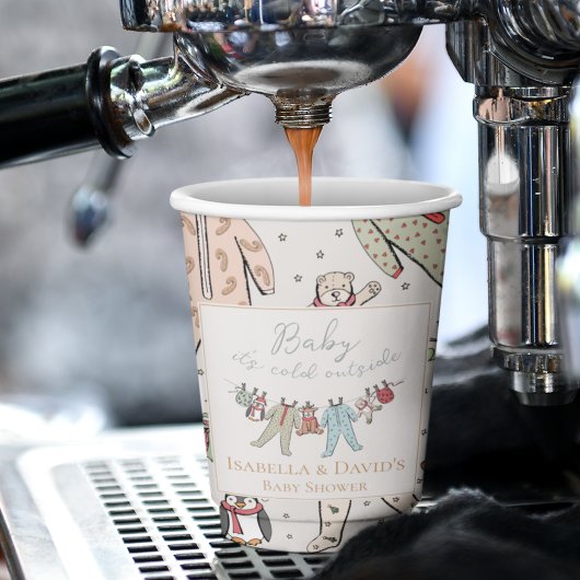 ベビーその寒い外の冬の赤ちゃんシャワー 紙コップ