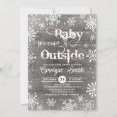 ベビーその寒い外の冬の赤ちゃん素朴シャワー 招待状 (正面)