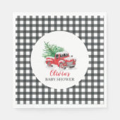 ベビーその寒い外の冬の赤トラック赤いシャワー スタンダードランチョンナプキン (正面)