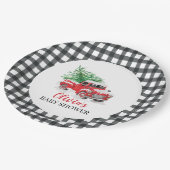 ベビーその寒い外の冬の赤トラック赤いシャワー ペーパープレート (アングル)