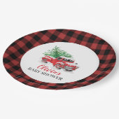 ベビーその寒い外の冬の赤トラック赤いシャワー ペーパープレート (アングル)