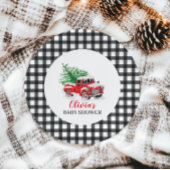 ベビーその寒い外の冬の赤トラック赤いシャワー ペーパープレート