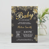 ベビーその寒い外の冬の金ゴールドベビーシャワー 招待状 (スタンド正面)