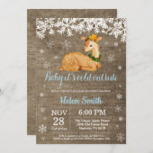 ベビーその寒い外の冬の鹿の男の子の赤ちゃんシャワー 招待状 (正面/裏面)