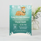 ベビーその寒い外の冬の鹿の赤ちゃんシャワー 招待状 (スタンド正面)