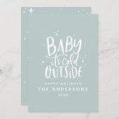 ベビーその寒い外タイポグラフィクリスマス休暇 セーブザデート (正面/裏面)