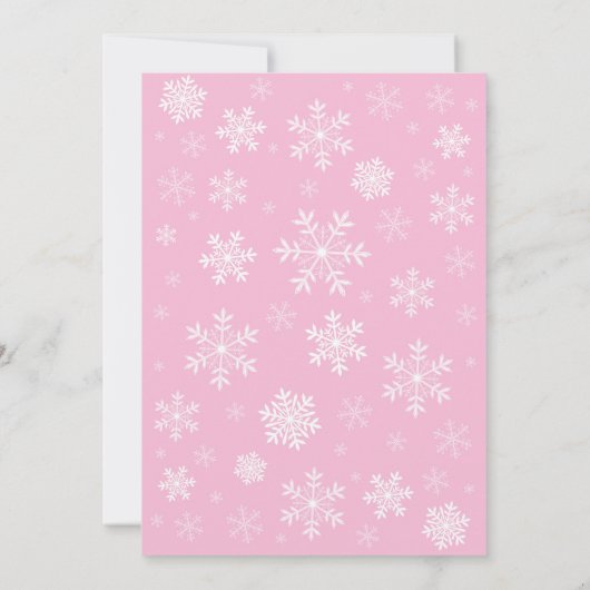 ベビーその寒い外冬の女の子の赤ん坊シャワーピンク 招待状 (裏面)
