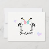 ベビーその少年コウノトリの配達の散水シャワー 招待状 (正面)