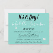 ベビーその少年コウノトリの配達の散水シャワー 招待状 (裏面)