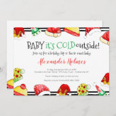ベビーそれが寒い外の休日のsipと見る 招待状 (正面/裏面)