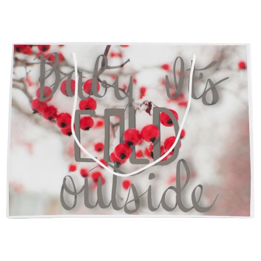 ベビーそれは冷たい外のギフトバッグです ラージペーパーバッグ (正面)