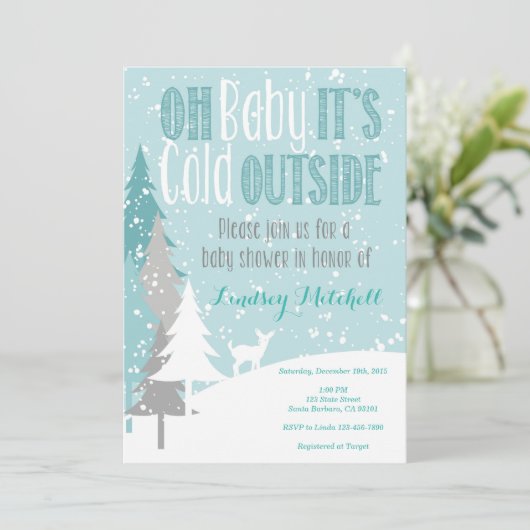 ベビーそれは冷たい外のベビーシャワーの招待状です 招待状 (スタンド正面)