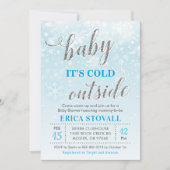 ベビーそれは冷たい外の冬のベビーシャワーの警官です 招待状 (正面)