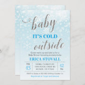 ベビーそれは冷たい外の冬のベビーシャワーの警官です 招待状 (正面/裏面)