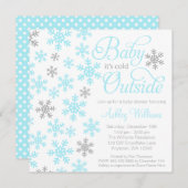 ベビーそれは冷たい外の水の灰色のベビーシャワーです 招待状 (正面/裏面)