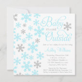ベビーそれは冷たい外の水の灰色のベビーシャワーです 招待状 (正面)