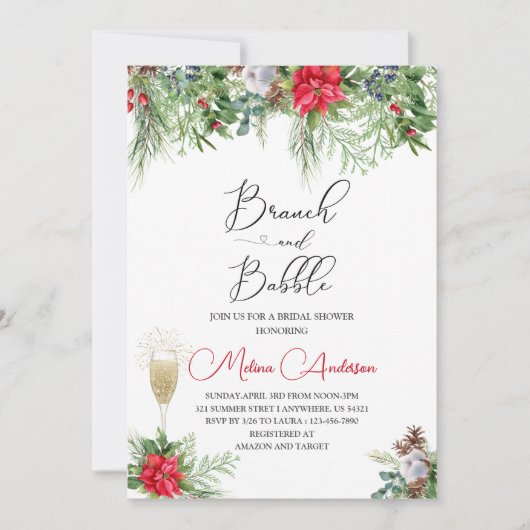 ベビーそれは冷たい外の水の色の枝とbabb 招待状 (正面)