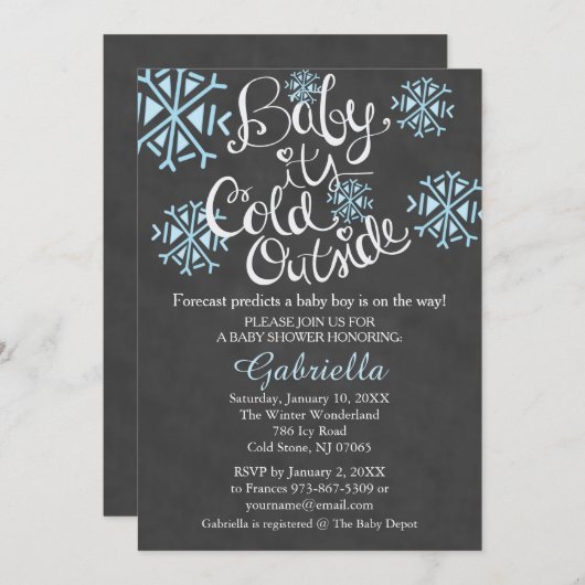 ベビーそれは冷たい外の男の赤ちゃんのシャワーの招待状です 招待状 (正面/裏面)