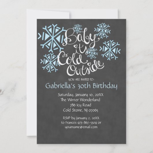 ベビーそれは冷たい外の誕生日の招待状です 招待状 (正面)