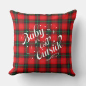 ベビーそれは'冷たい外の赤い格子縞の休日モダン クッション (正面)