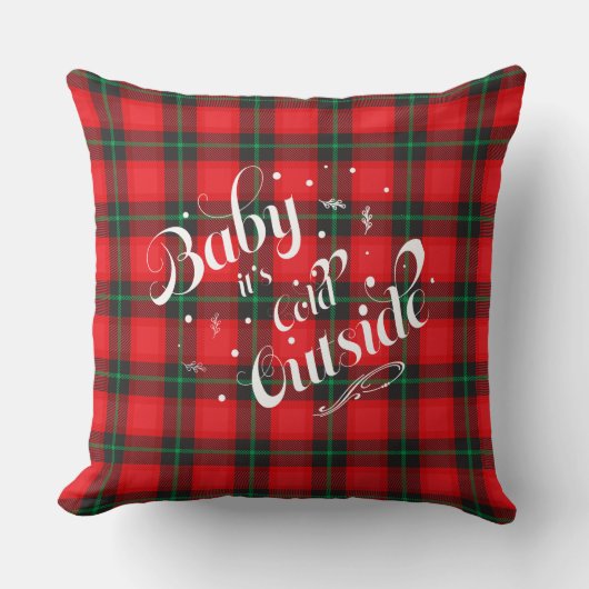 ベビーそれは'冷たい外の赤い格子縞の休日モダン クッション (正面)