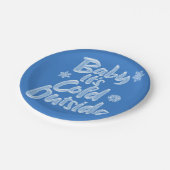 ベビーそれは冷たい外側の氷った青によって凍っていられているクリスマスです ペーパープレート (アングル)