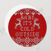 ベビーそれは冷たい外側の醜いセーターの赤いスタイルです 招待状 (正面/裏面)