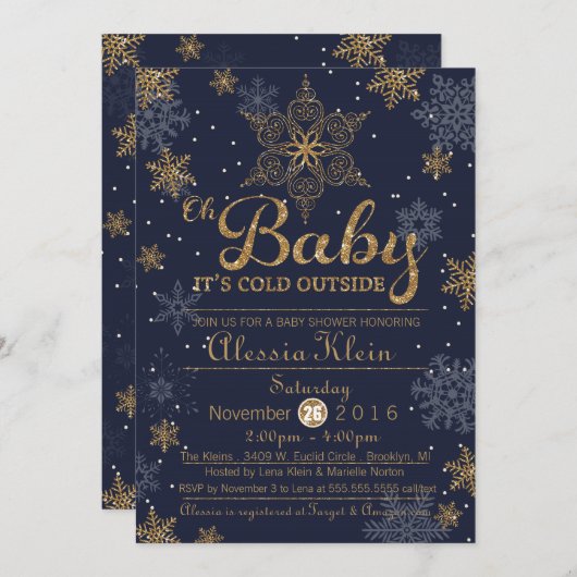 ベビーそれは冷たい外側、警官のシャワーの招待状です 招待状 (正面/裏面)