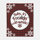 ベビーそれはFreakinの冷たい外の格子縞のクリスマスです フリースブランケット (正面)