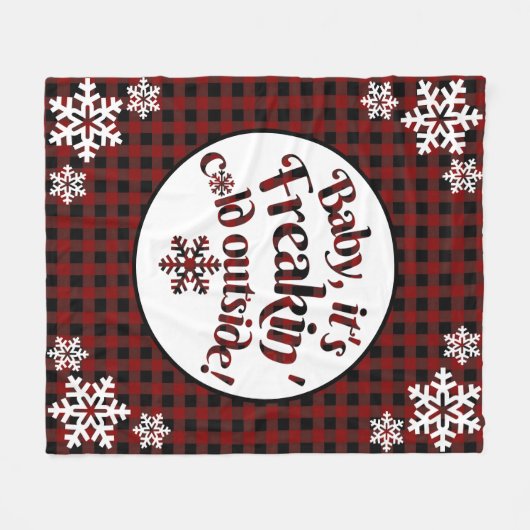 ベビーそれはFreakinの冷たい外の格子縞のクリスマスです フリースブランケット (正面(横))